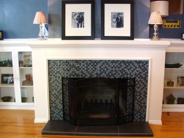 Glass Tile Fireplace