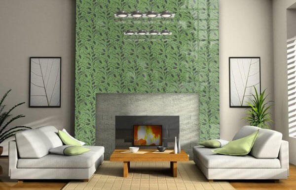 Glass Tile Fireplace