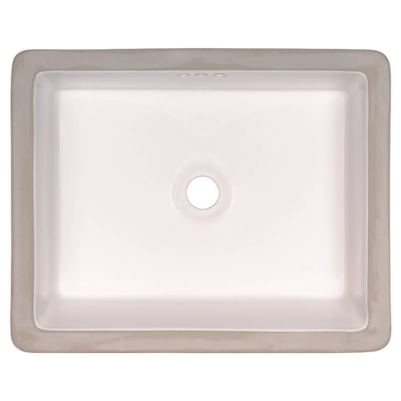 Rectangle-Single-Bowl-Flat Undermount Sink - VANITY WHITE RECT PORCELAIN 2015 FLAT